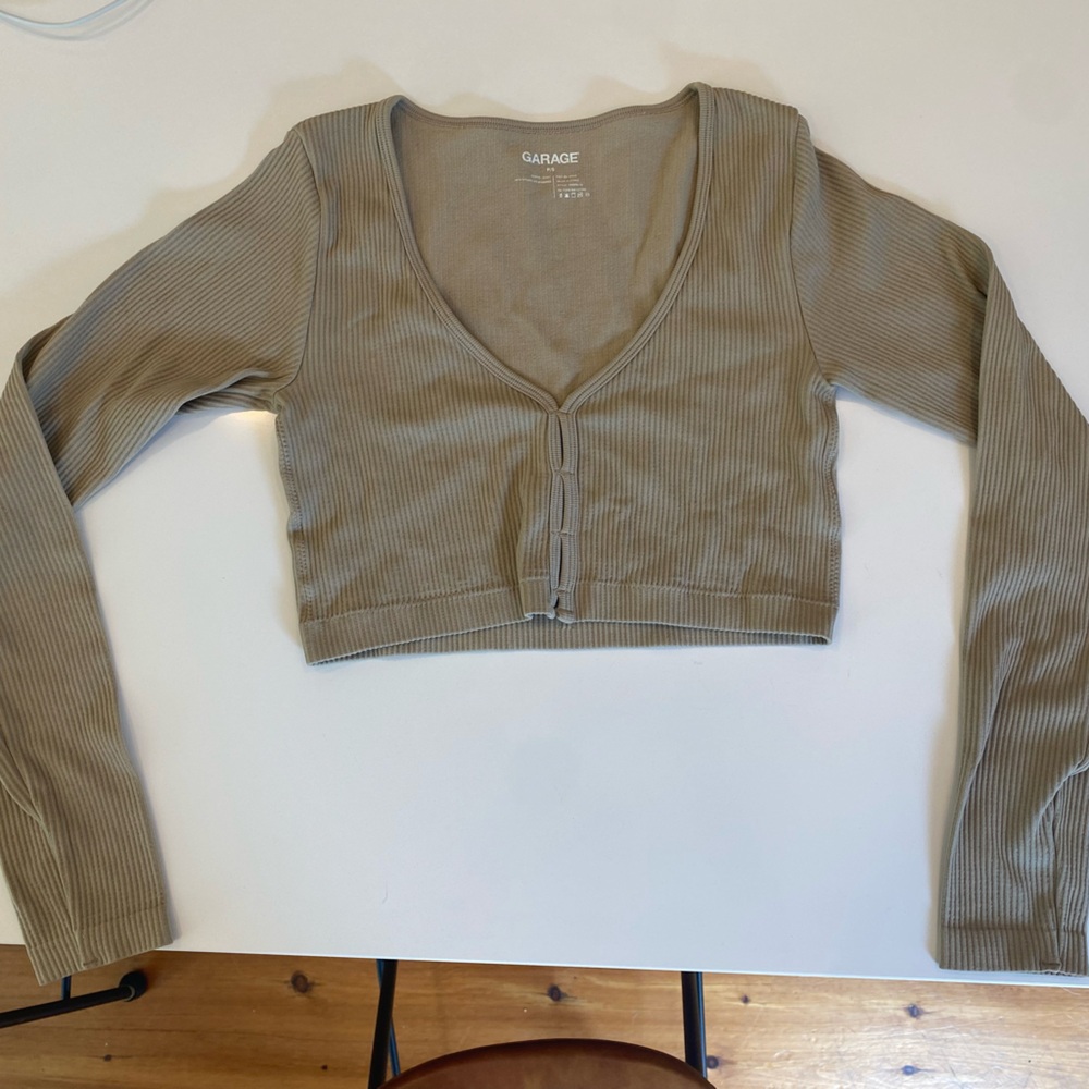 Garage brown/tan long sleeve crop top